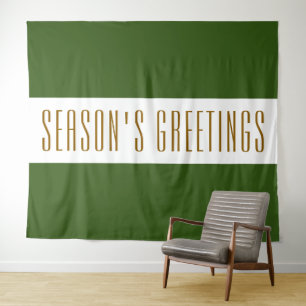 SEASON'S GROETJES Bos Groen Witte Strepen Wandkleed