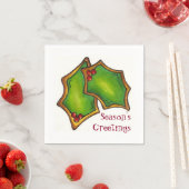 Season's Groetjes Holly Cookie Kerstvakantie Servet (Insitu)