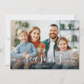 SEASON's GROETJES Moderne Script Foto Overlay Feestdagenkaart (Voorkant)