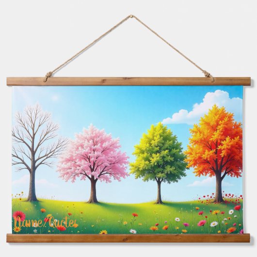 Seasons in Harmony – Four Trees Through the Year Hangend Wandkleed (Voorkant)