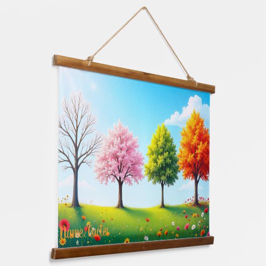 Seasons in Harmony – Four Trees Through the Year Hangend Wandkleed (Gebogen)