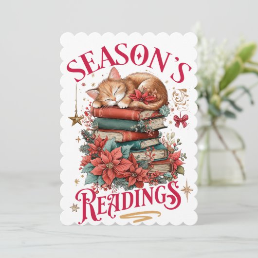 Season's Readings Cozy Kitten  Feestdagenkaart (Staand voorkant)