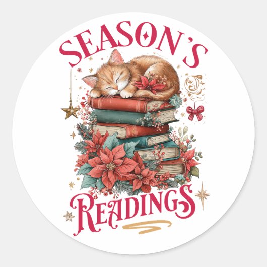 Season's Readings Cozy Kitten Ronde Sticker (Voorkant)