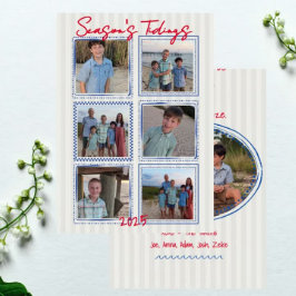 Season's Tidings Coastal Christmas Photo Card Kaart