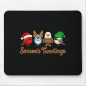 Season's Tweetings Funny Christmas Birdwatcher Squ Muismat (Voorkant)