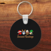 Season's Tweetings Funny Christmas Birdwatcher Squ Sleutelhanger (Voorkant)