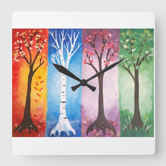 Seasons Vierkante Klok (Voorkant)