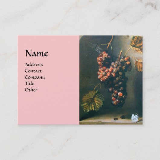 SEASON'S VRUCHTEN, Hanged Red Grapes, Butterfly, R Visitekaartje (Voorkant)