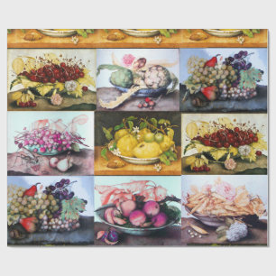 SEASON'S VRUCHTEN, LEMONS, CHERRIES, DRUIVEN, VREE CADEAUPAPIER