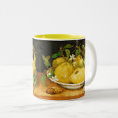 SEASON'S VRUCHTEN, LEMONS LEMON FLOWERS Yellow Tweekleurige Koffiemok (Voorkant rechts)