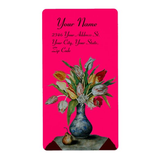 SEASON'S VRUCHTEN - TULIPS, fuchsia Etiket (Voorkant)