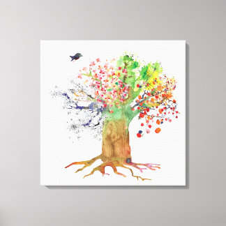 Seasonstreebird canvas afdruk