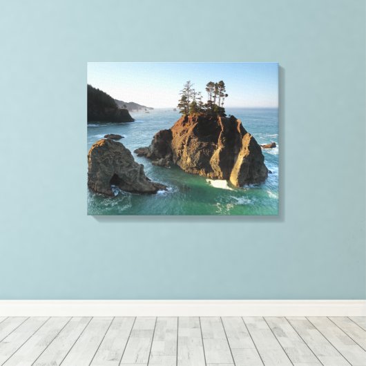 Seastack, Samuel Boardman State Park, Brookings, Canvas Afdruk (Insitu (Houten vloer))