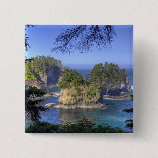 Seastacks, Makah Nation Tribal Lands, Cape Vierkante Button 5,1 Cm (Voorkant)
