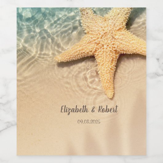 Seastar Beach bruiloft Wijn Etiket (Enkel label)