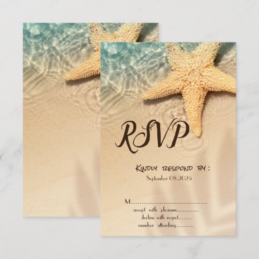 Seastar Beach RSVP Uitnodiging (Voorkant / Achterkant)