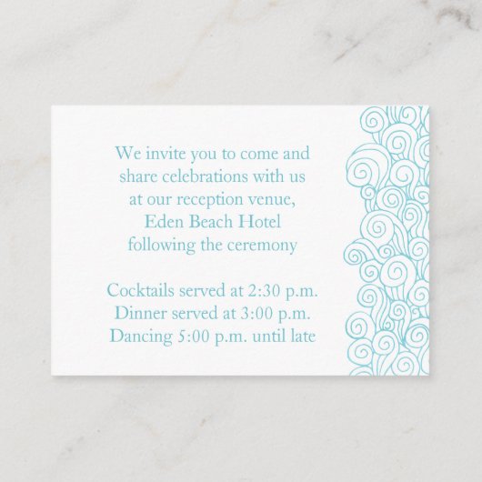 Seastar blue & white bruiloft info bijlage card (Achterkant)