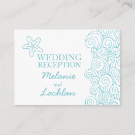 Seastar blue & white bruiloft info bijlage card