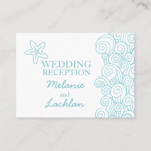Seastar blue & white bruiloft info bijlage card (Voorkant)