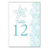 Seastar golven aqua strand Trouwtafel nummers Kaart (Achterkant)