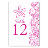 Seastar golven roze strand Trouwtafel nummers Kaart (Achterkant)