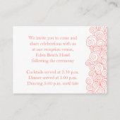 Seastar koraal & witte bruiloft info behuizing kaa informatiekaartje (Achterkant)