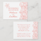 Seastar koraal & witte bruiloft info behuizing kaa informatiekaartje (Voorkant / Achterkant)