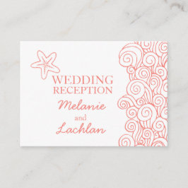 Seastar koraal & witte bruiloft info behuizing kaa informatiekaartje