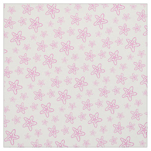 Seastar starfish tekening roze white fabric stof