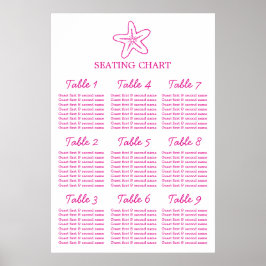 Seastar starfish Wedding Table Planner 1-9 Poster
