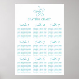 Seastar starfish Wedding Table Planner 1-9 Poster