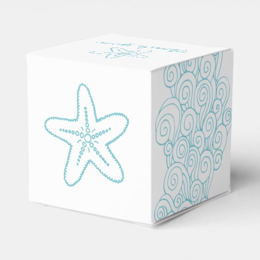 Seastar swirl aqua witte bruiloft gunst doos bedankdoosjes (Achterkant)