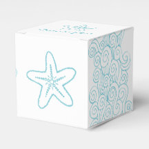 Seastar swirl aqua witte bruiloft gunst doos