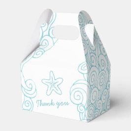 Seastar swirl aqua witte bruiloft gunst geveldoos bedankdoosjes
