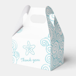 Seastar swirl aqua witte bruiloft gunst geveldoos bedankdoosjes