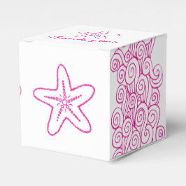 Seastar zwirl roze witte bruiloft bedankdoosjes