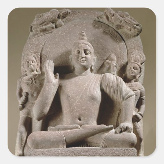 Seated Bodhisattva, Mathura (rode zandsteen) Vierkante Sticker (Voorkant)