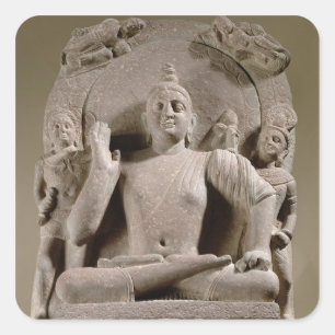Seated Bodhisattva, Mathura (rode zandsteen) Vierkante Sticker