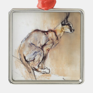 Seated Caracal 2009 Metalen Ornament