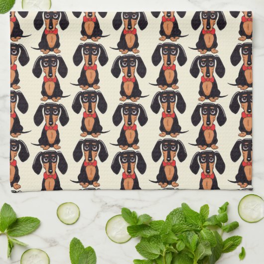Seated Dachshund Kitchen Towels Theedoek (Gevouwen)