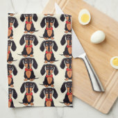 Seated Dachshund Kitchen Towels Theedoek (Quarter Fold)