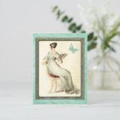 Seated Regency Lady - Turquoise Briefkaart (Staand voorkant)