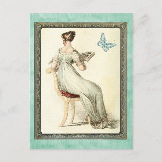 Seated Regency Lady - Turquoise Briefkaart (Voorkant)