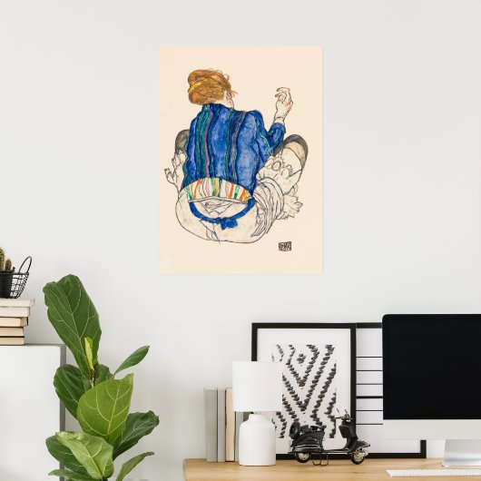 Seated Woman, Back Uitzicht (1917) door Egon Schie Poster (Thuiskantoor)