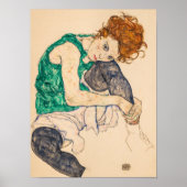 Seated Woman with Bent Knee, 1917 by Egon Schiele Poster (Voorkant)