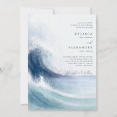 SEATERNAL Ocean Waves & Nautical Monogram Bruiloft Kaart (Voorkant)