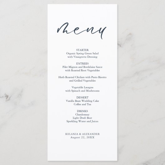 SEATERNAL Ocean Waves Nautisch Monogram Bruiloft Menu (Voorkant)