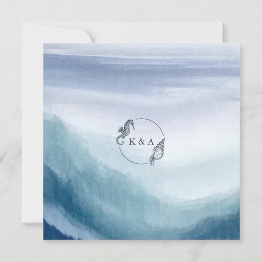 SEATERNAL Ocean Waves Nautisch Monogram Bruiloft Save The Date (Achterkant)