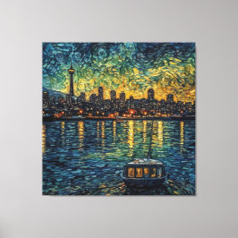 Seatle Space Needle in van Gogh stijl Canvas Afdruk