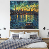 Seatle Space Needle in van Gogh stijl Canvas Afdruk (Insitu (Slaapkamer))
